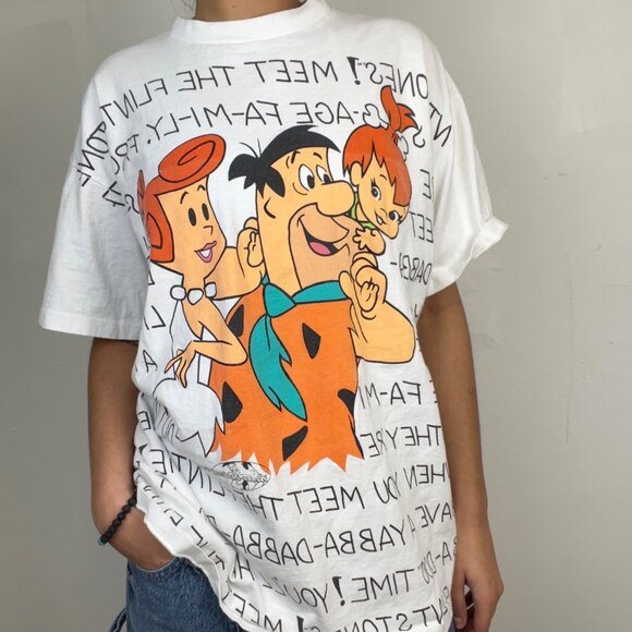 XL- Vintage Rare 1994 Flintstones All Over Print Graphic Tee - Picture 5 of 5